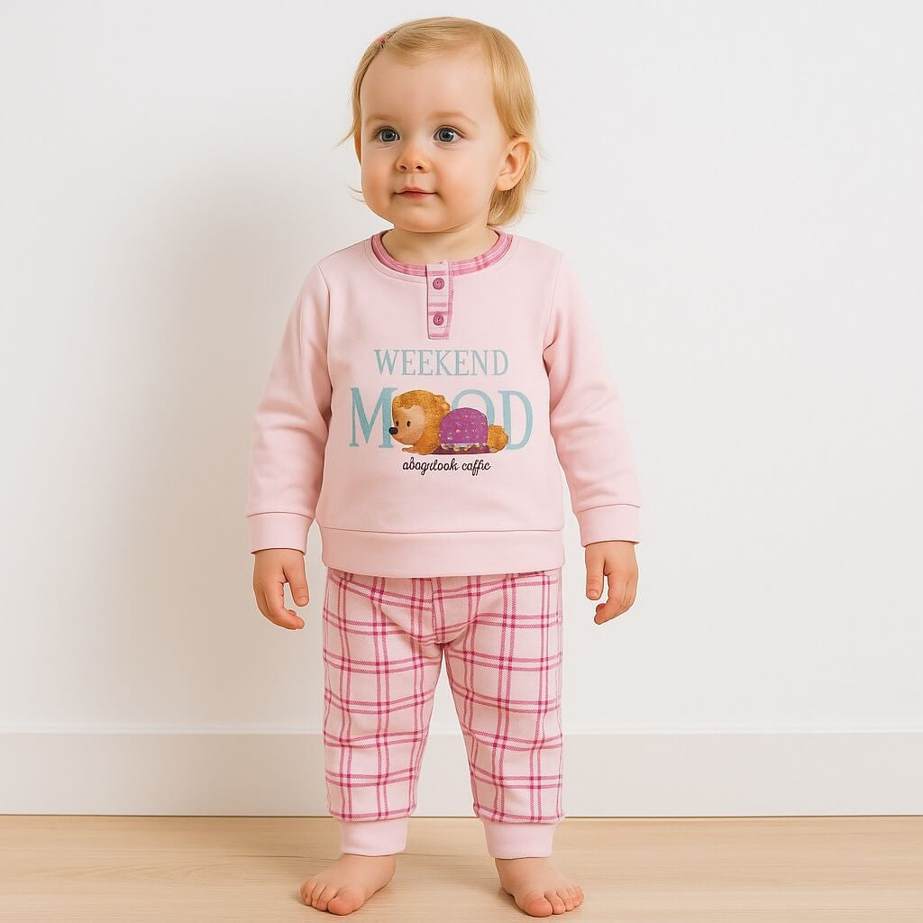 Pyjama chaud en coton pastel