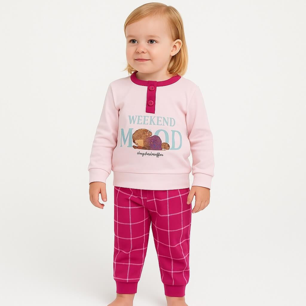 Pyjama chaud en coton pastel