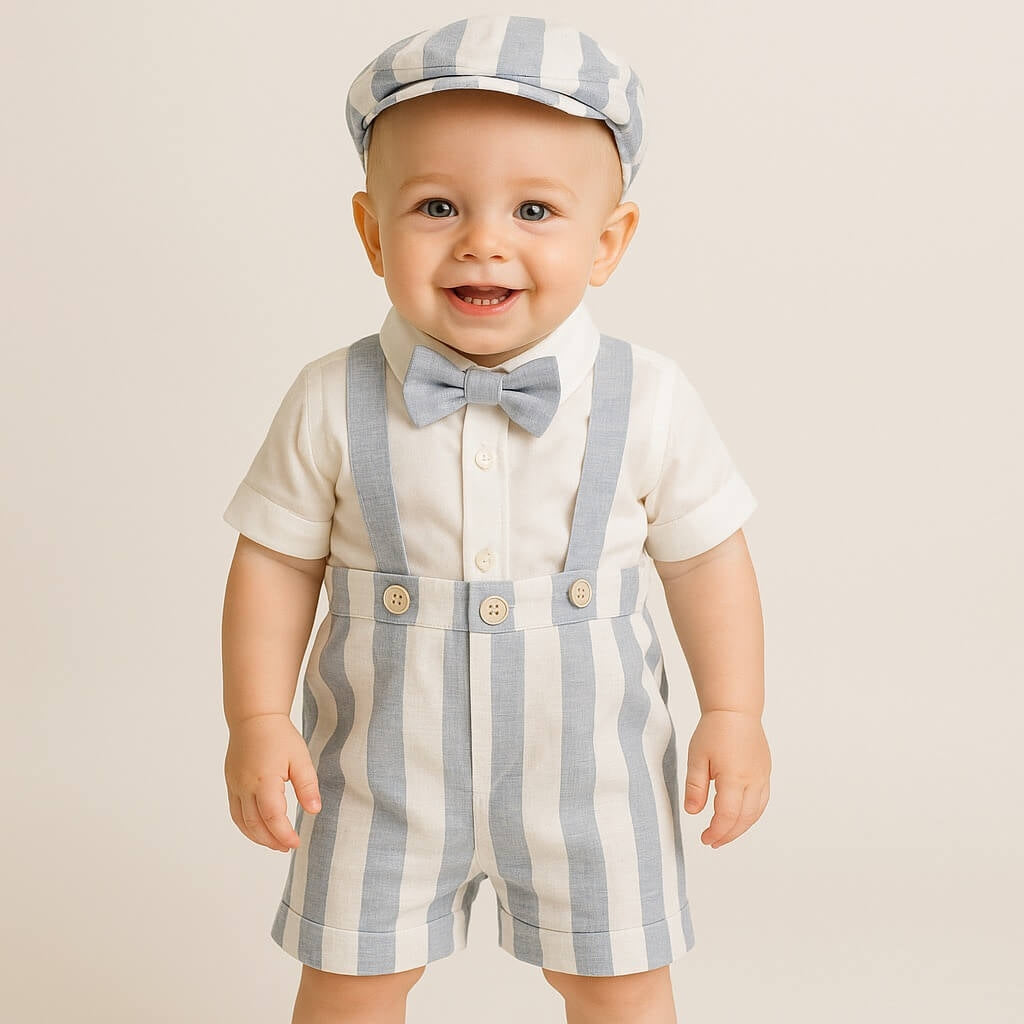 Robe salopette en lin pour nouveau-né