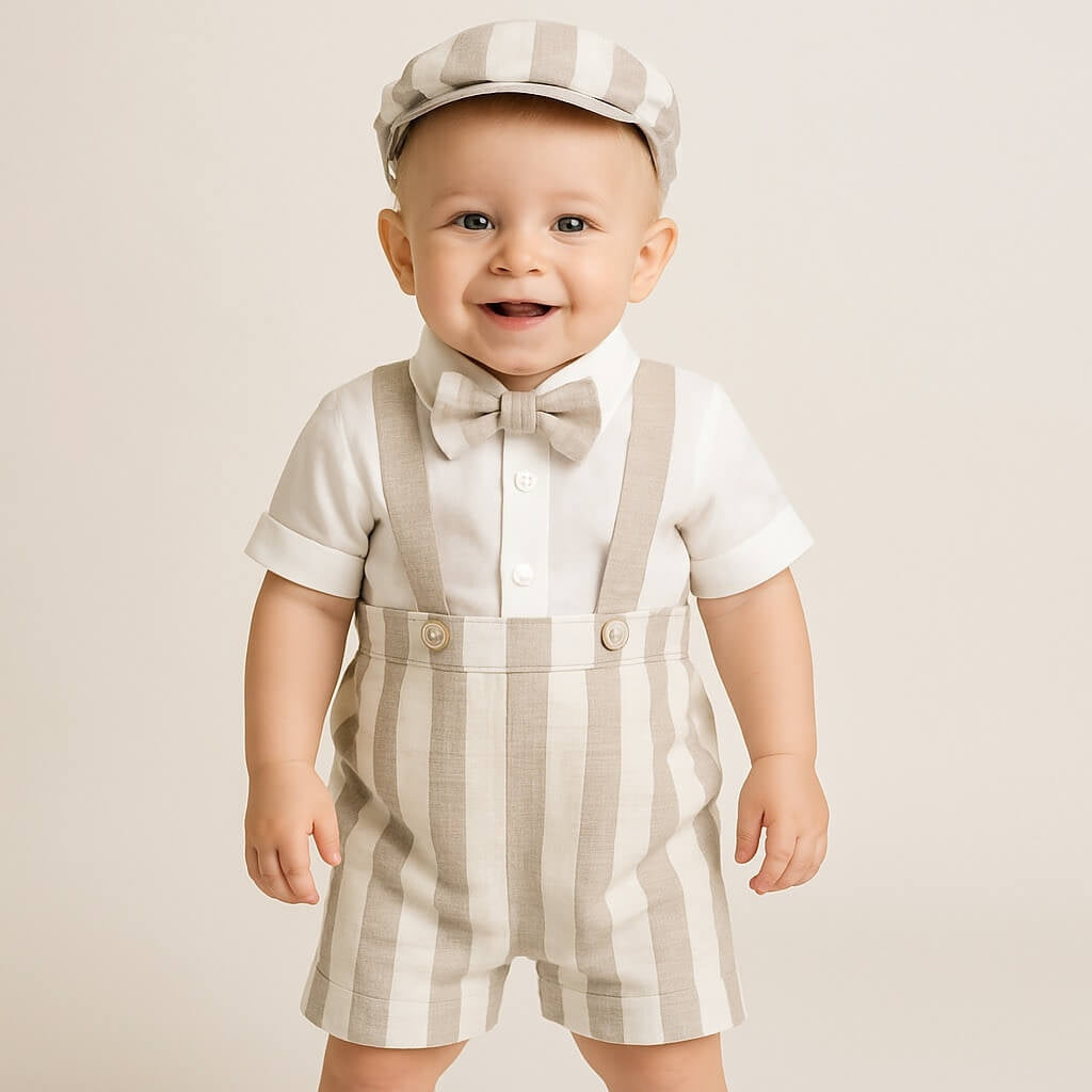 Robe salopette en lin pour nouveau-né