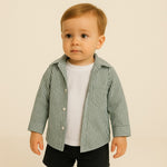 Complet – Chemise rayée + T-shirt blanc