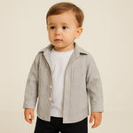 Complet – Chemise rayée + T-shirt blanc