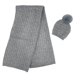 Completo Cappello con Pon Pon + Scialle in Misto Lana
