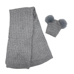 Completo Cappello con 2 Pon Pon + Scialle in Misto Lana