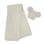 Completo Cappello con 2 Pon Pon + Scialle in Misto Lana