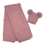 Completo Cappello con 2 Pon Pon + Scialle in Misto Lana