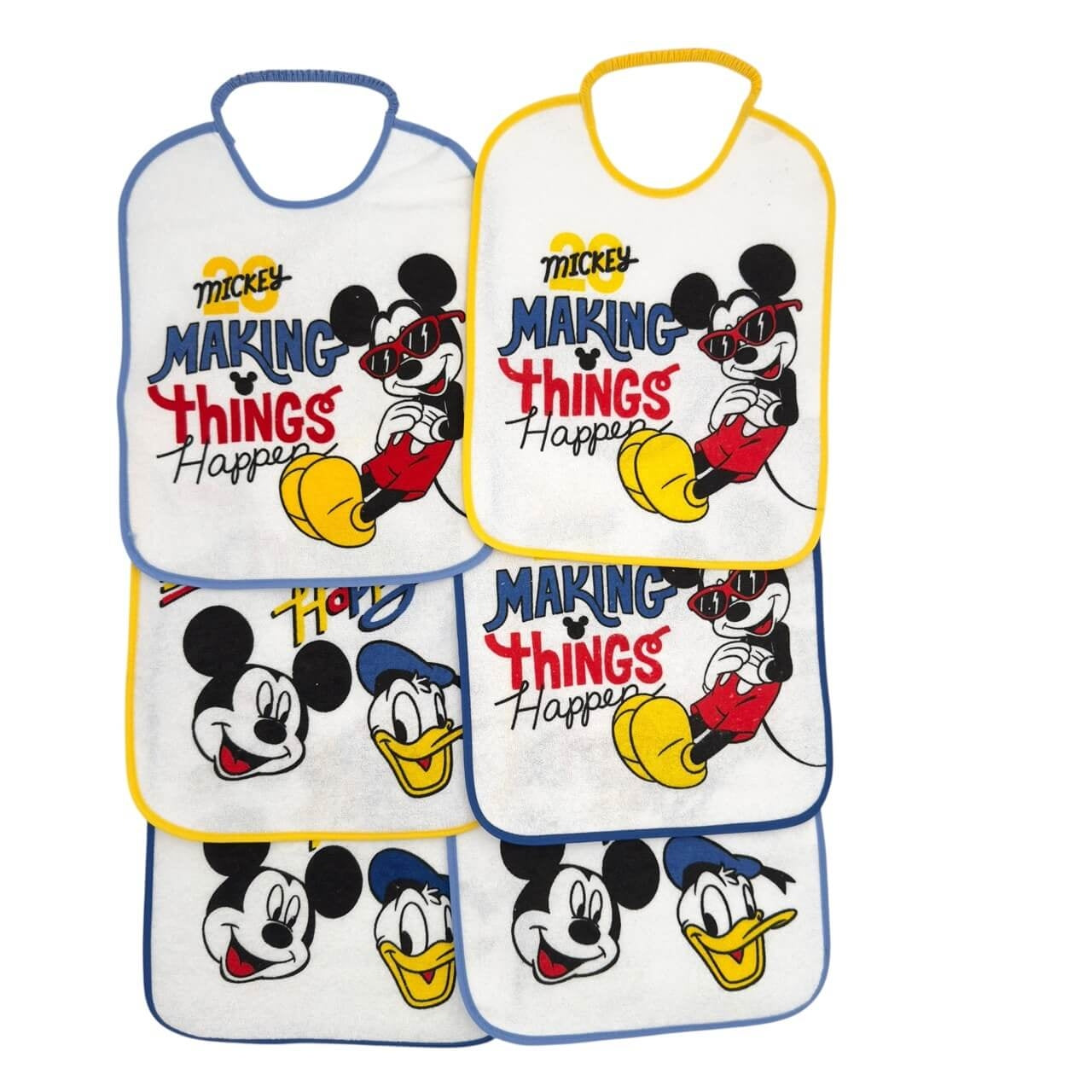 6 Bavette Grandi Mickey Mouse Disney Con Molla Plastificata