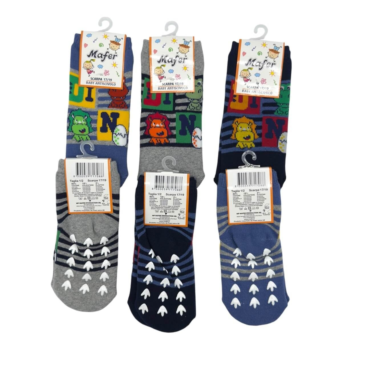 6 Calzini Antiscivolo Caldo Cotone Neonato