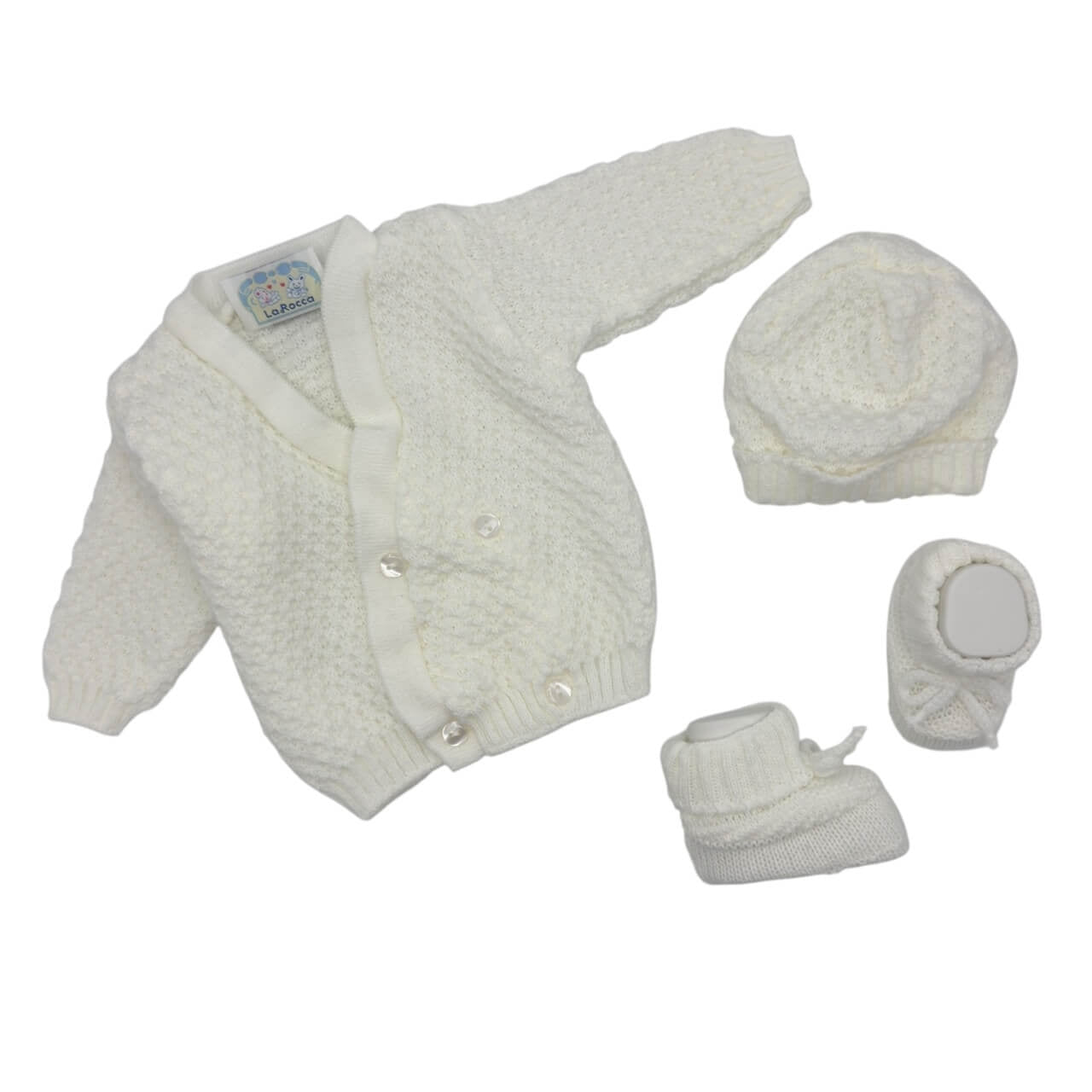 Ensemble Pull + Chaussures + Bonnet en Laine Mélangée 0/6 Mois