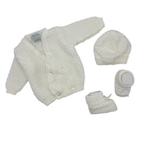 Set Golfino+Scarpette+Cappello in Misto Lana 0/6 Mesi