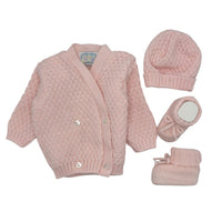 Set Golfino+Scarpette+Cappello in Misto Lana 0/6 Mesi