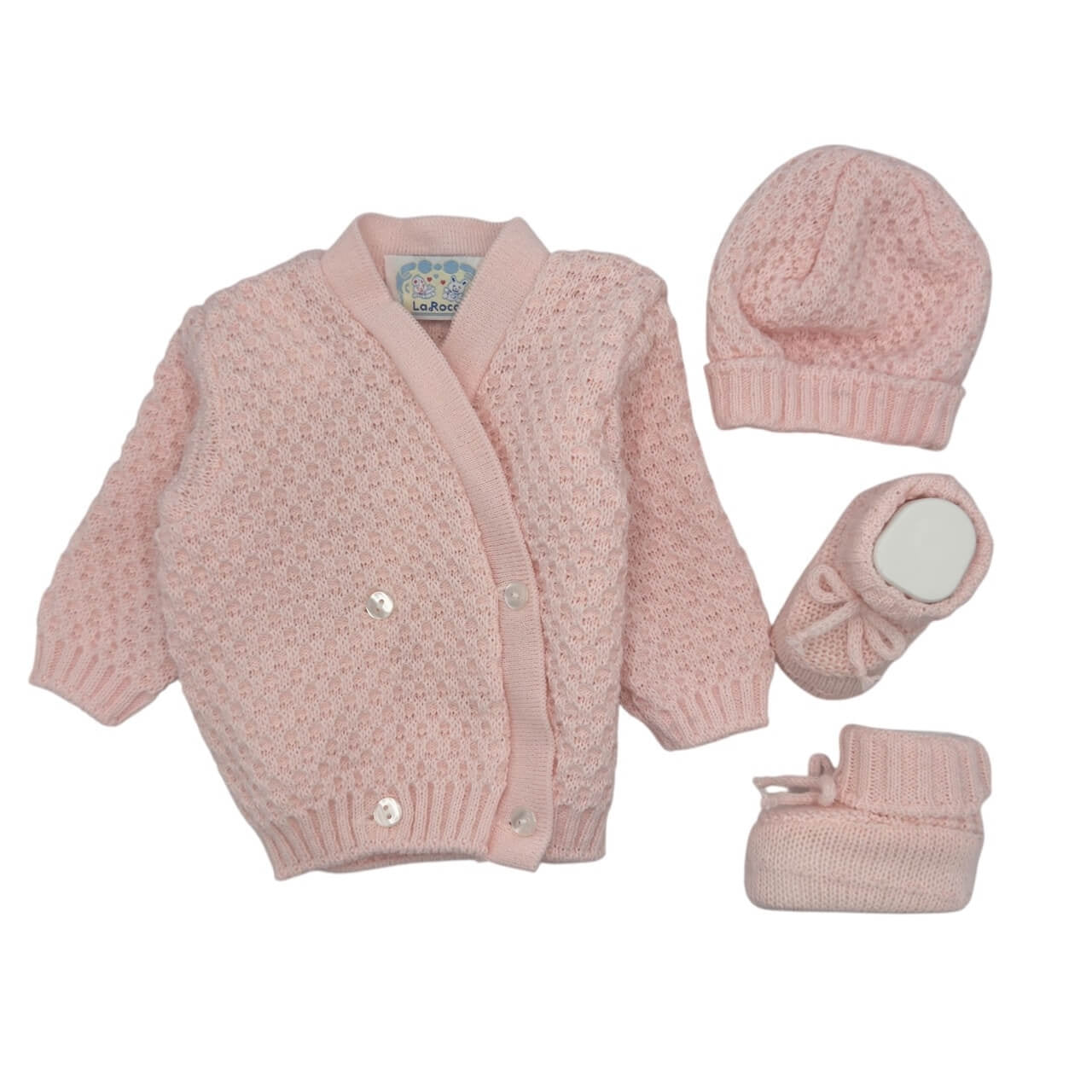 Set Golfino+Scarpette+Cappello in Misto Lana 0/6 Mesi