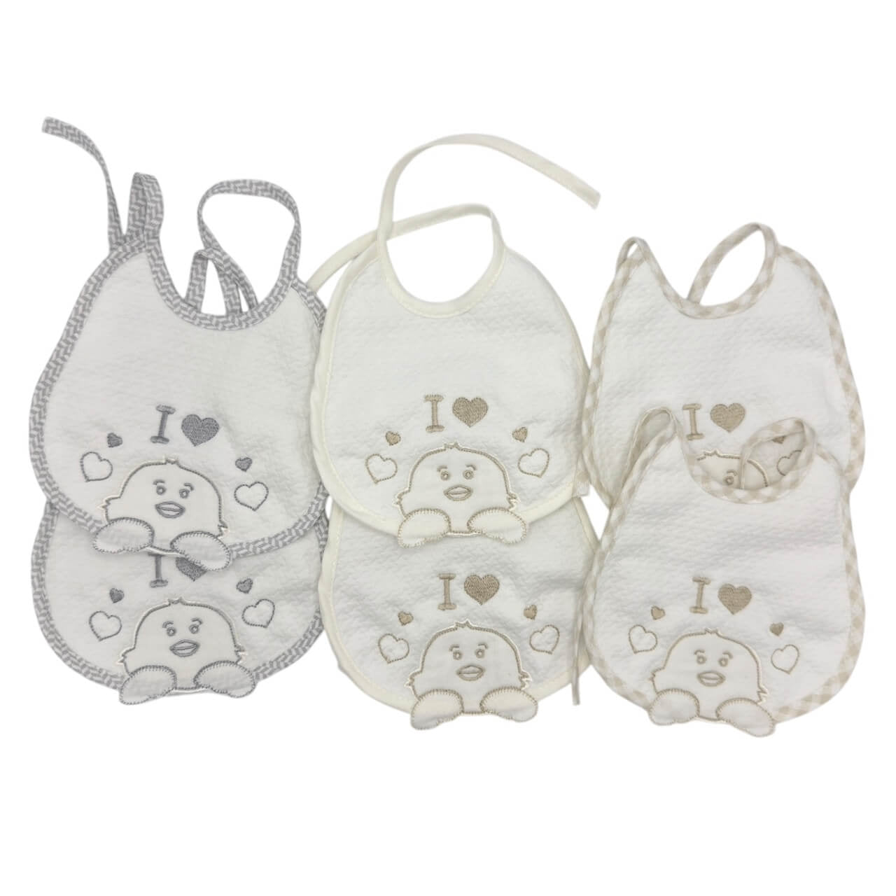 3 bavoirs brodés Irge avec lacets