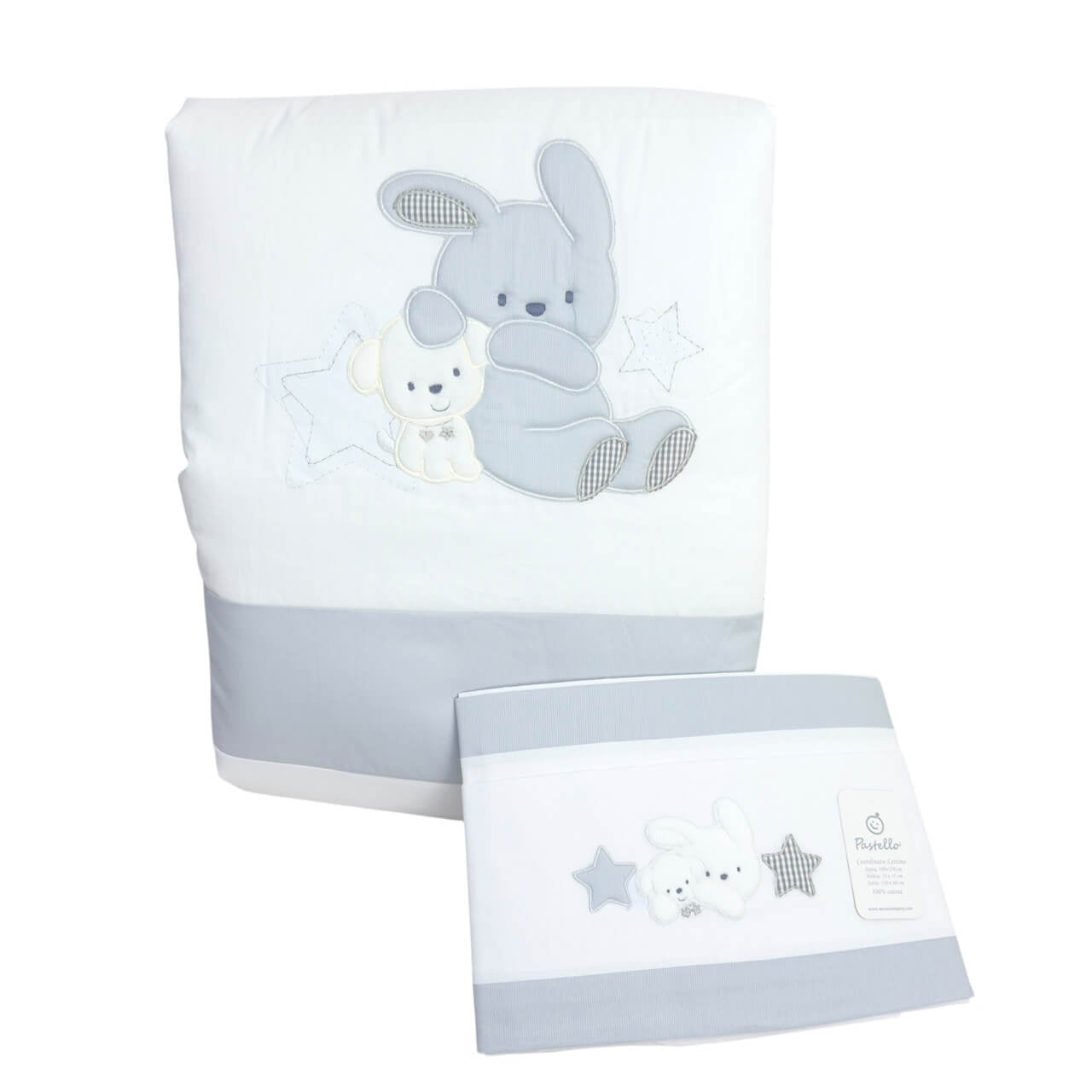 Completo trapunta lettino con lenzuola Pastello