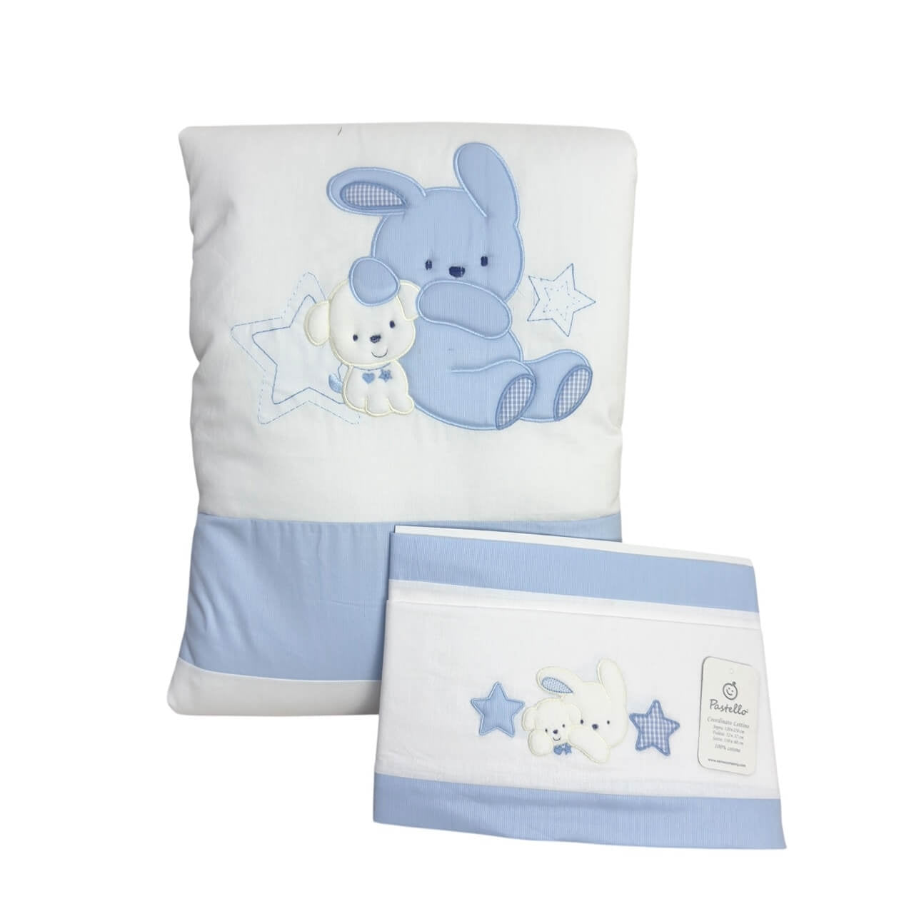 Completo trapunta lettino con lenzuola Pastello