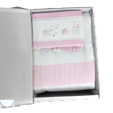 Completo trapunta lettino con lenzuola Pastello