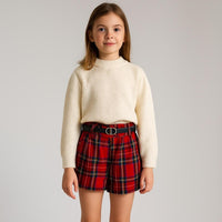 Short en flanelle écossaise avec ceinture