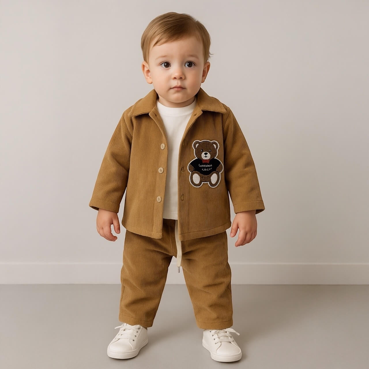 Completo neonato velluto 3 pezzi