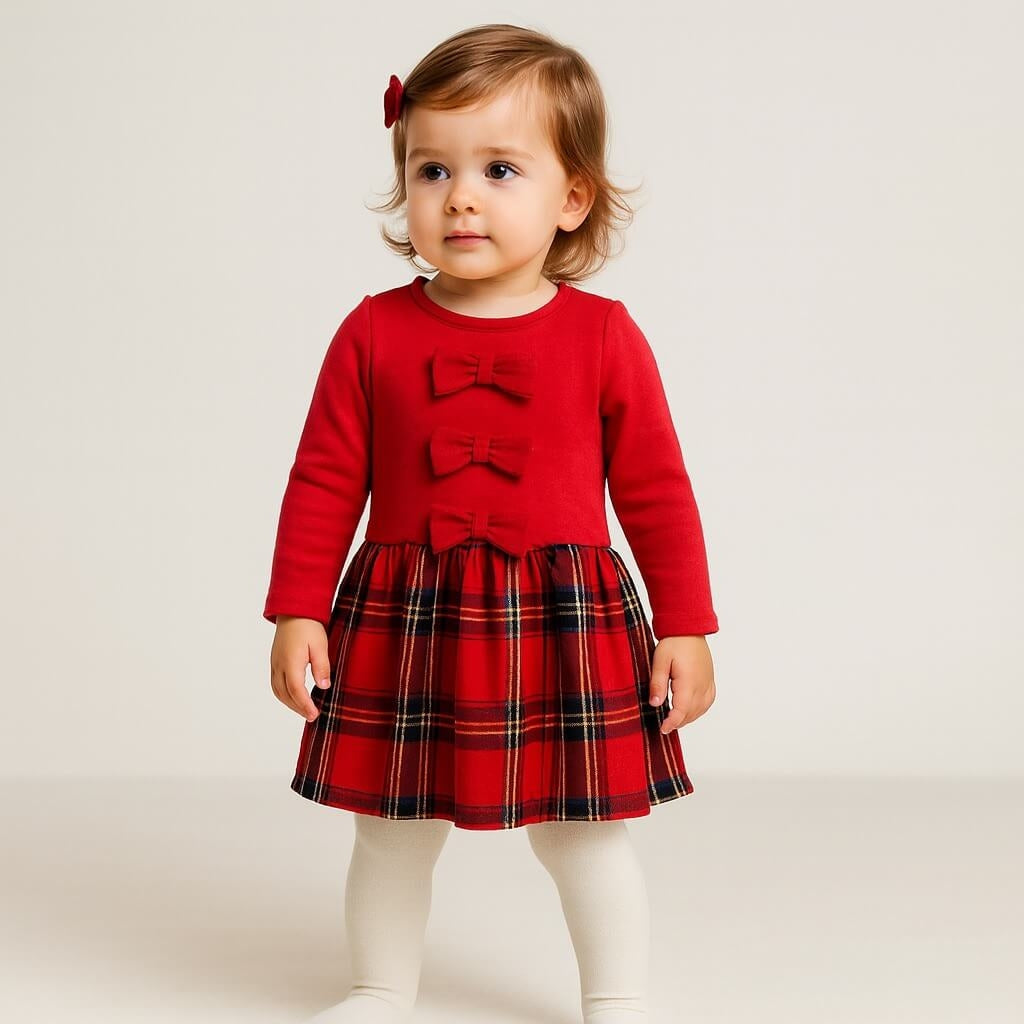 Abitino a maniche lunghe con fiocchetti decorativi