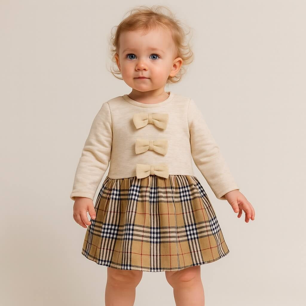 Abitino a maniche lunghe con fiocchetti decorativi