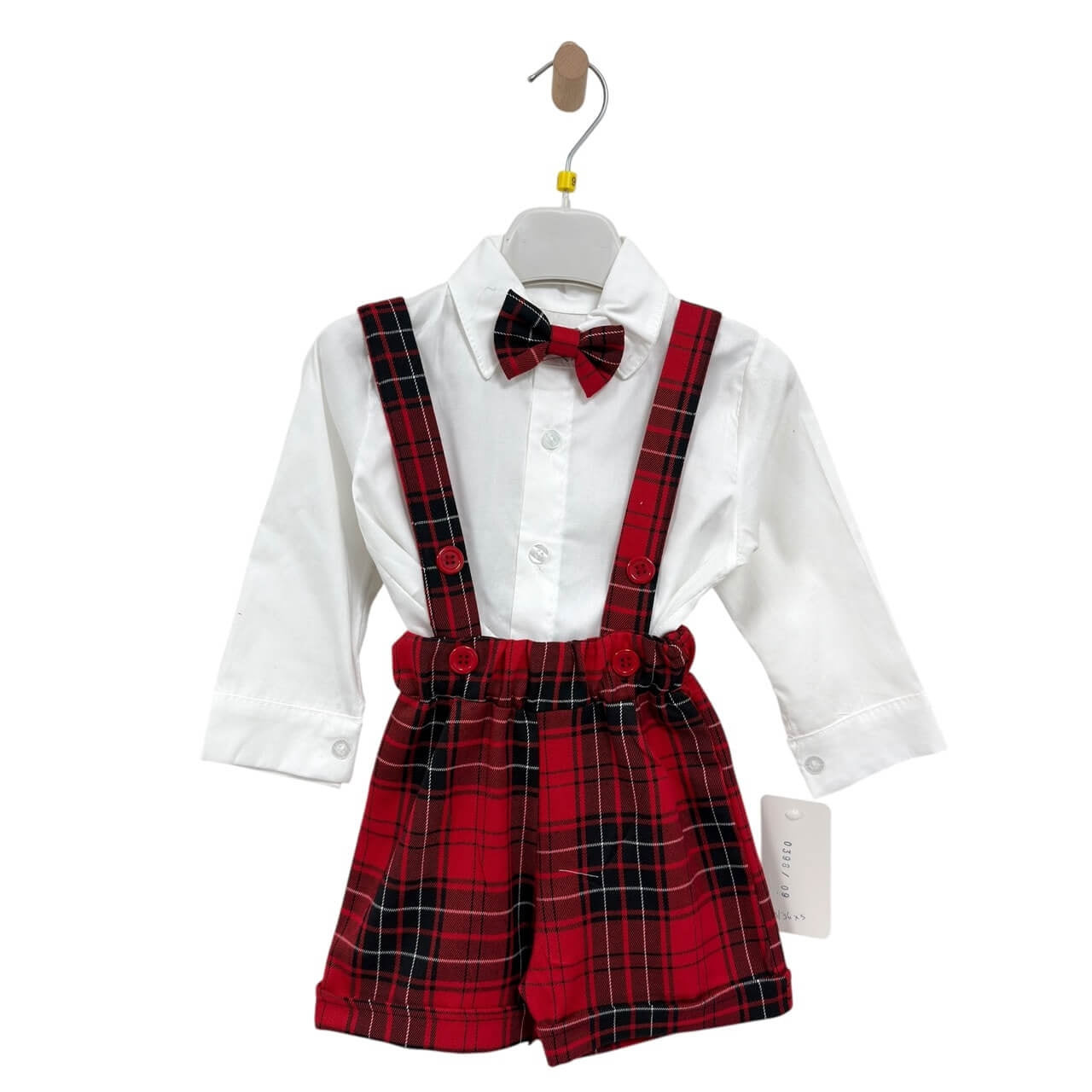 Salopette Scozzese Neonato 3 Pezzi