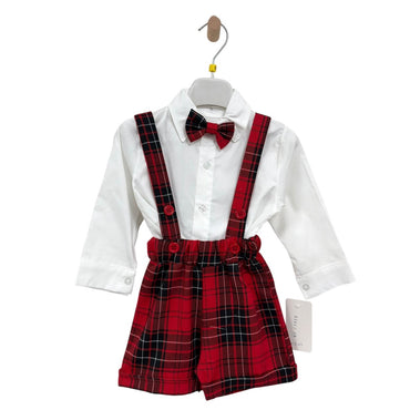 Salopette Scozzese Neonato 3 Pezzi