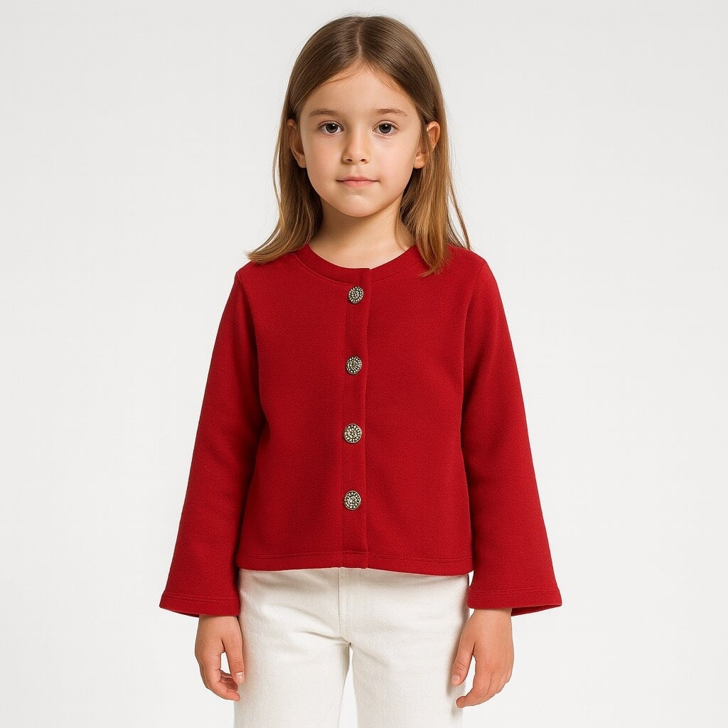 Cardigan da bimba con bottoni gioiello