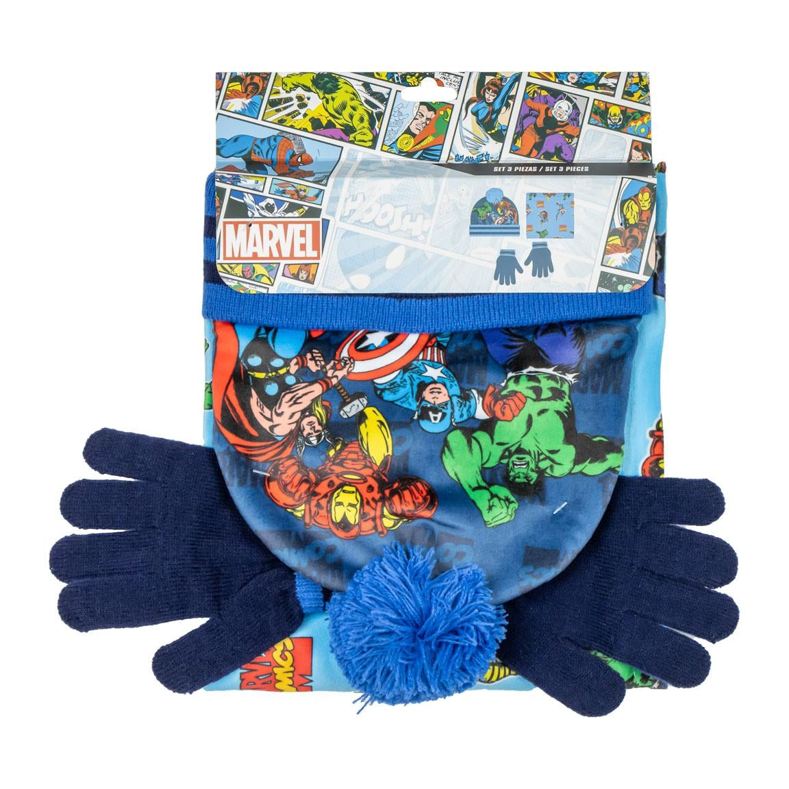 Set 3 Pezzi Cappello, Guanti e Scaldacollo in Lana Avengers