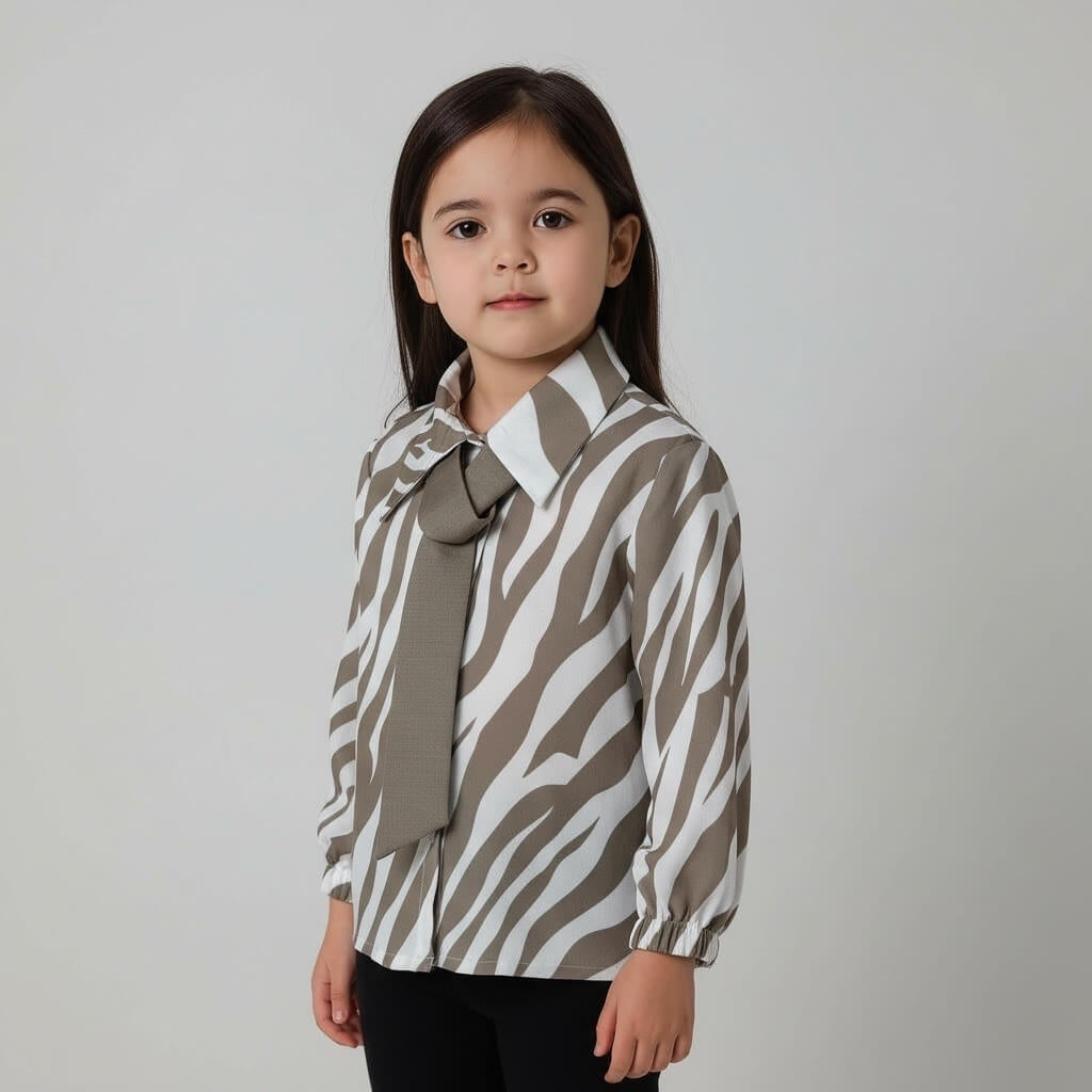 Camicia Zebra da bimba con cravatta