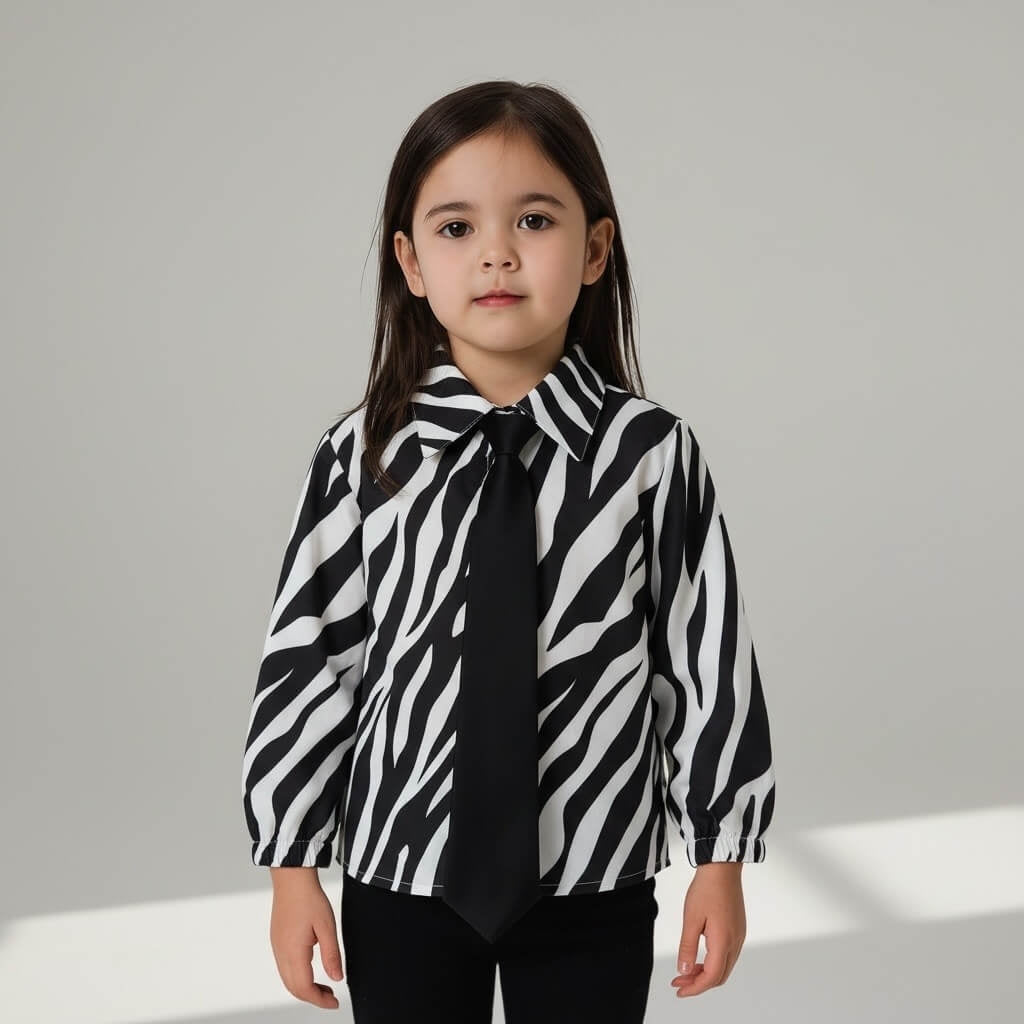 Camicia Zebra da bimba con cravatta