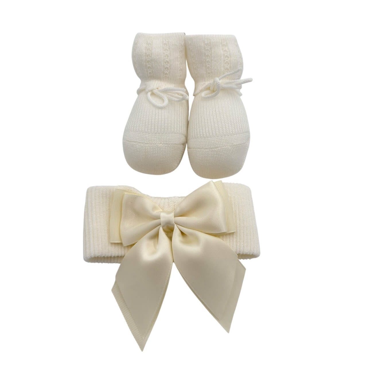 Set Scarpine + Fascia Neonata in Cotone/Filo