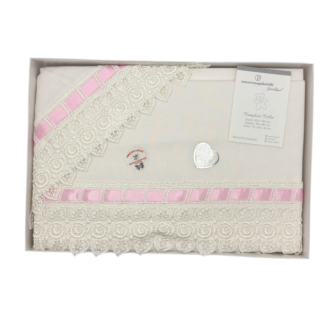 Completo Carrozzina Merletto 100% Cotone