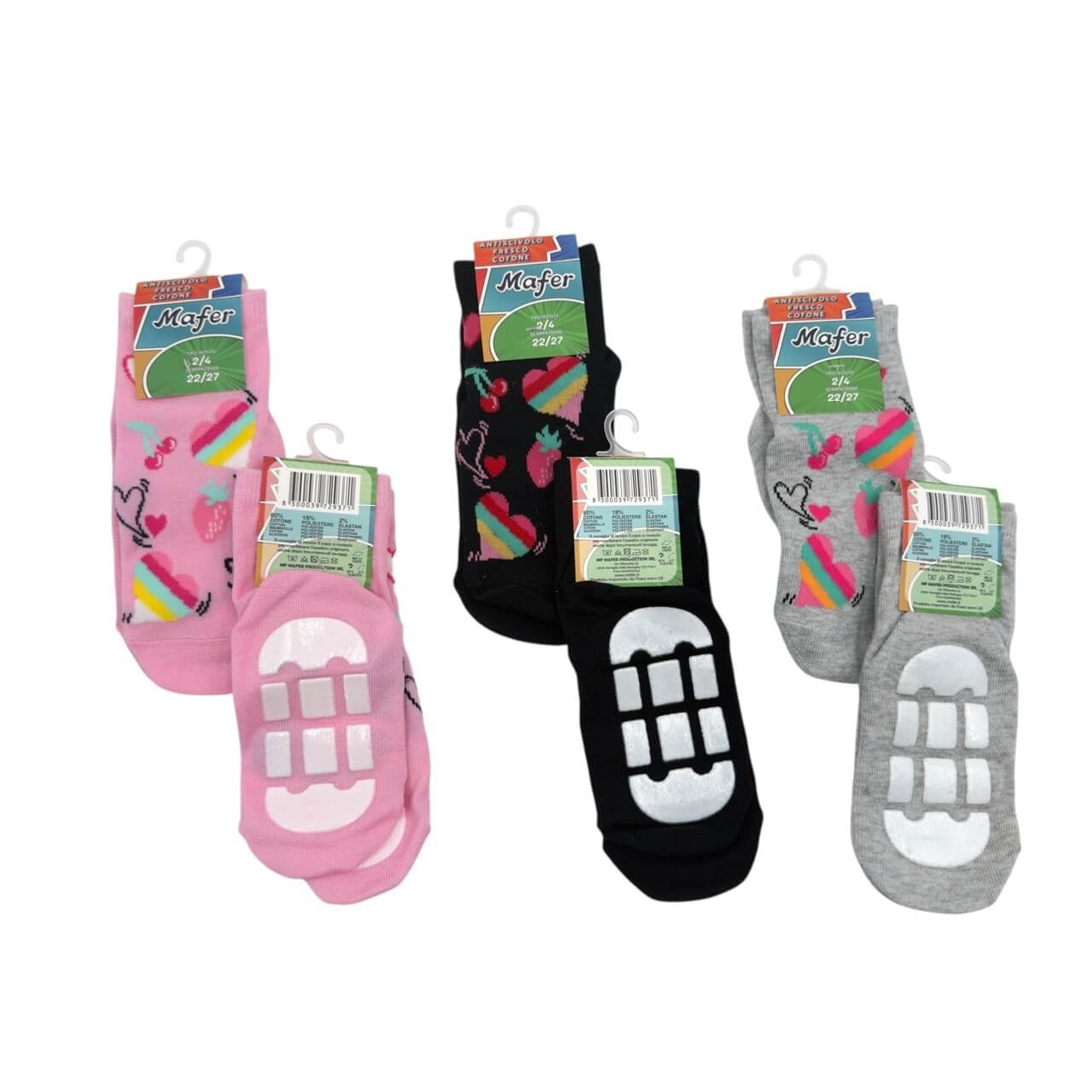 6 Calzini Antiscivolo in Cotone Bimba
