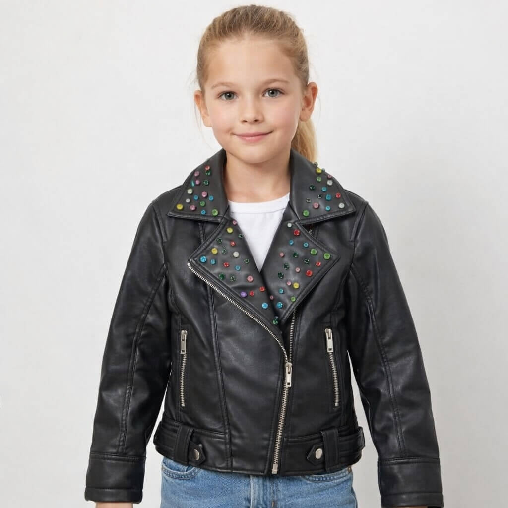 Giubbotto in ecopelle Bimba Con Applicazioni