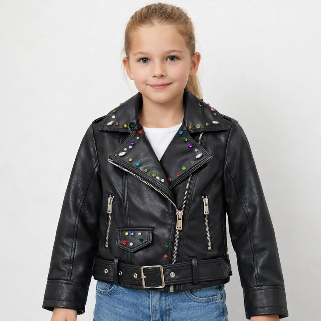 Giubbotto in ecopelle Bimba Con Applicazioni