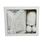 Set Golfino+Scarpette+Cappello in Cotone 0/6 Mesi