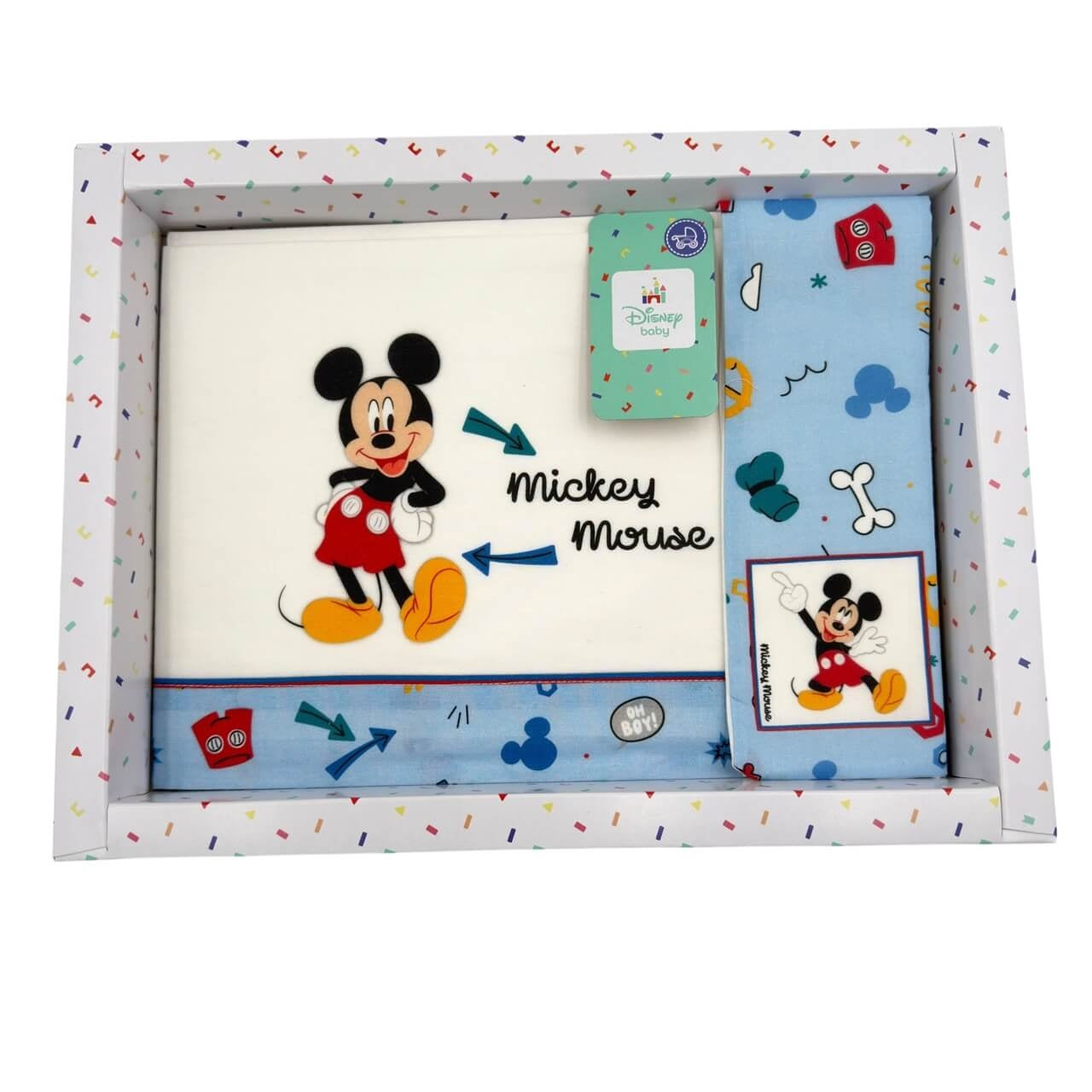 Completo Carrozzina Mickey Mouse Disney 100% Cotone