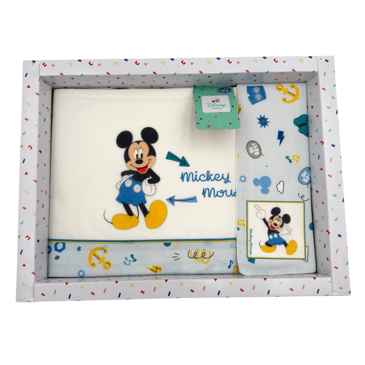 Completo Carrozzina Mickey Mouse Disney 100% Cotone