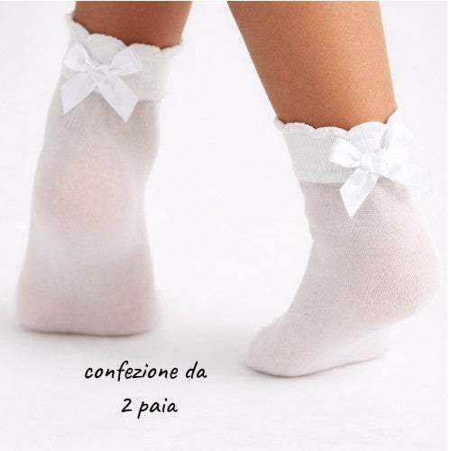 1 confezione da 2 Calzini Filo con fiocco Vignoni Bimba