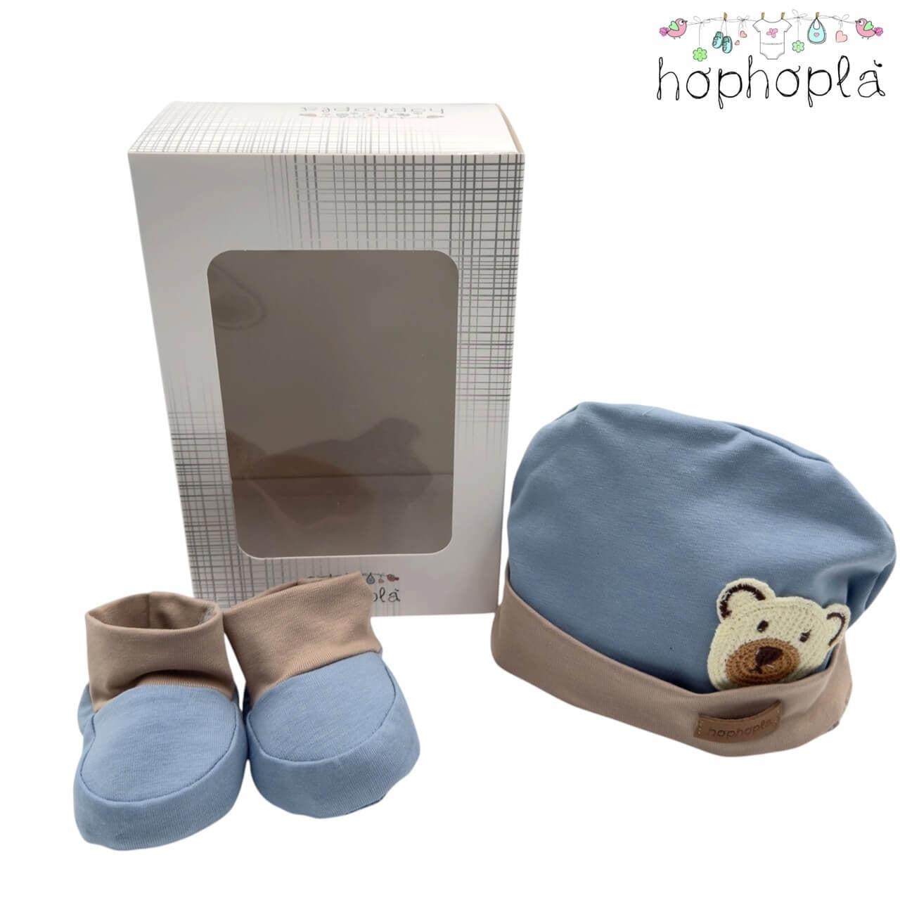 Set Cappello + Scarpe in Cotone HopHoplà Dino