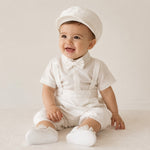 Robe salopette en satin brodé pour nouveau-nés