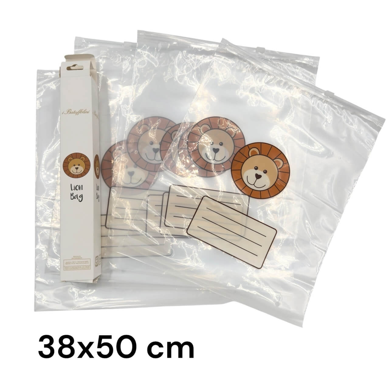 5 Sacchetti Grandi Trasparenti per corredino 38x50 cm