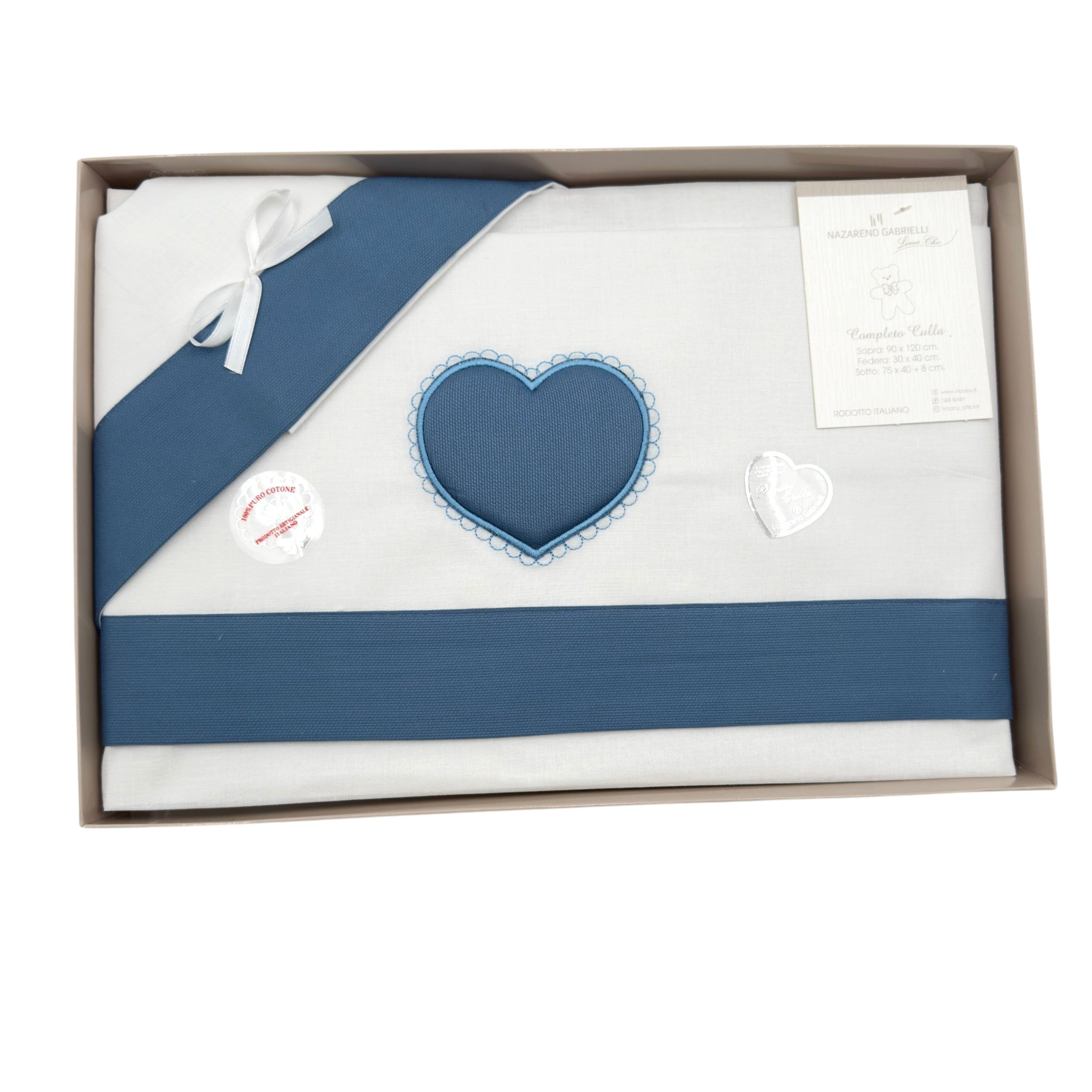 Completo Carrozzina Cuore 100% Cotone