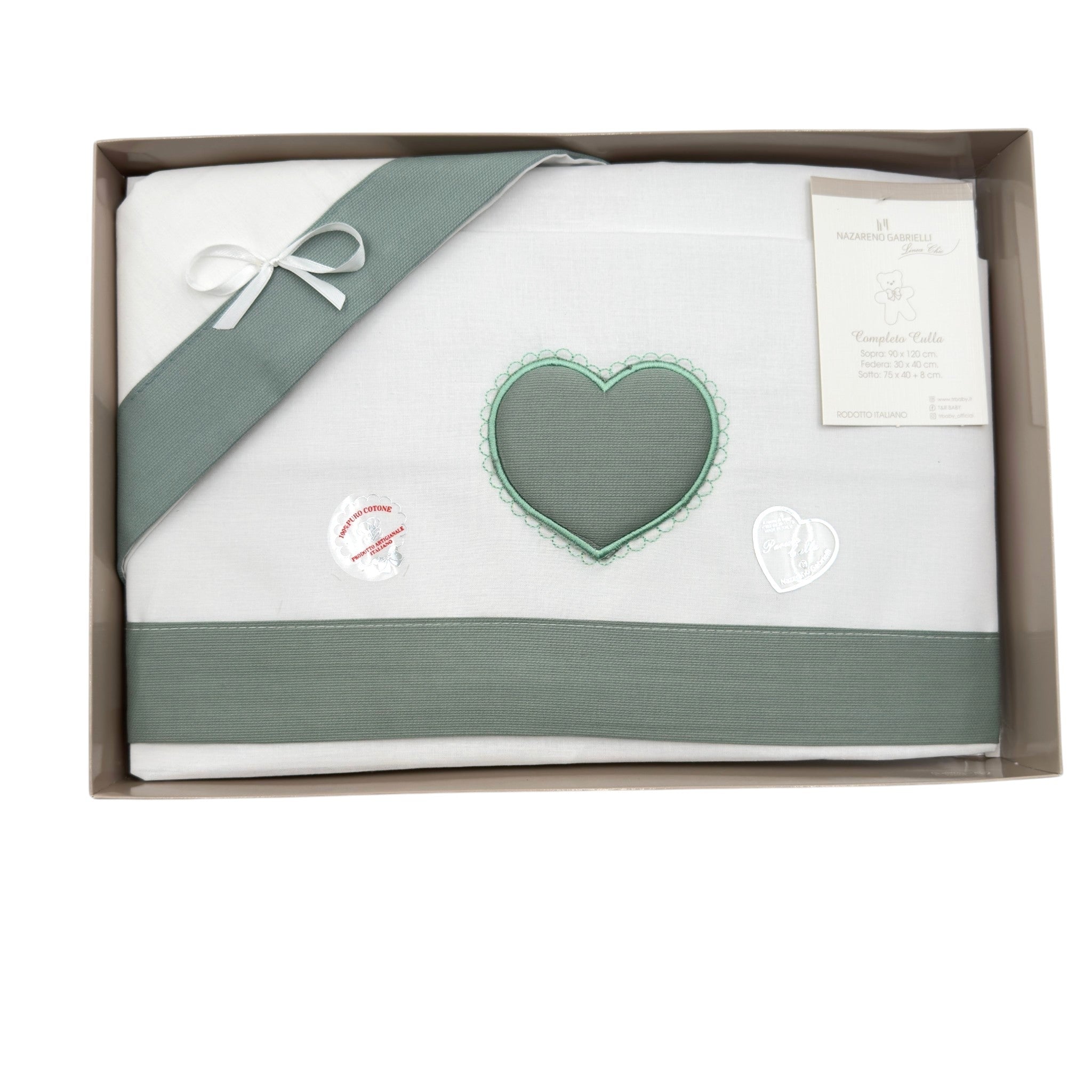 Completo Carrozzina Cuore 100% Cotone