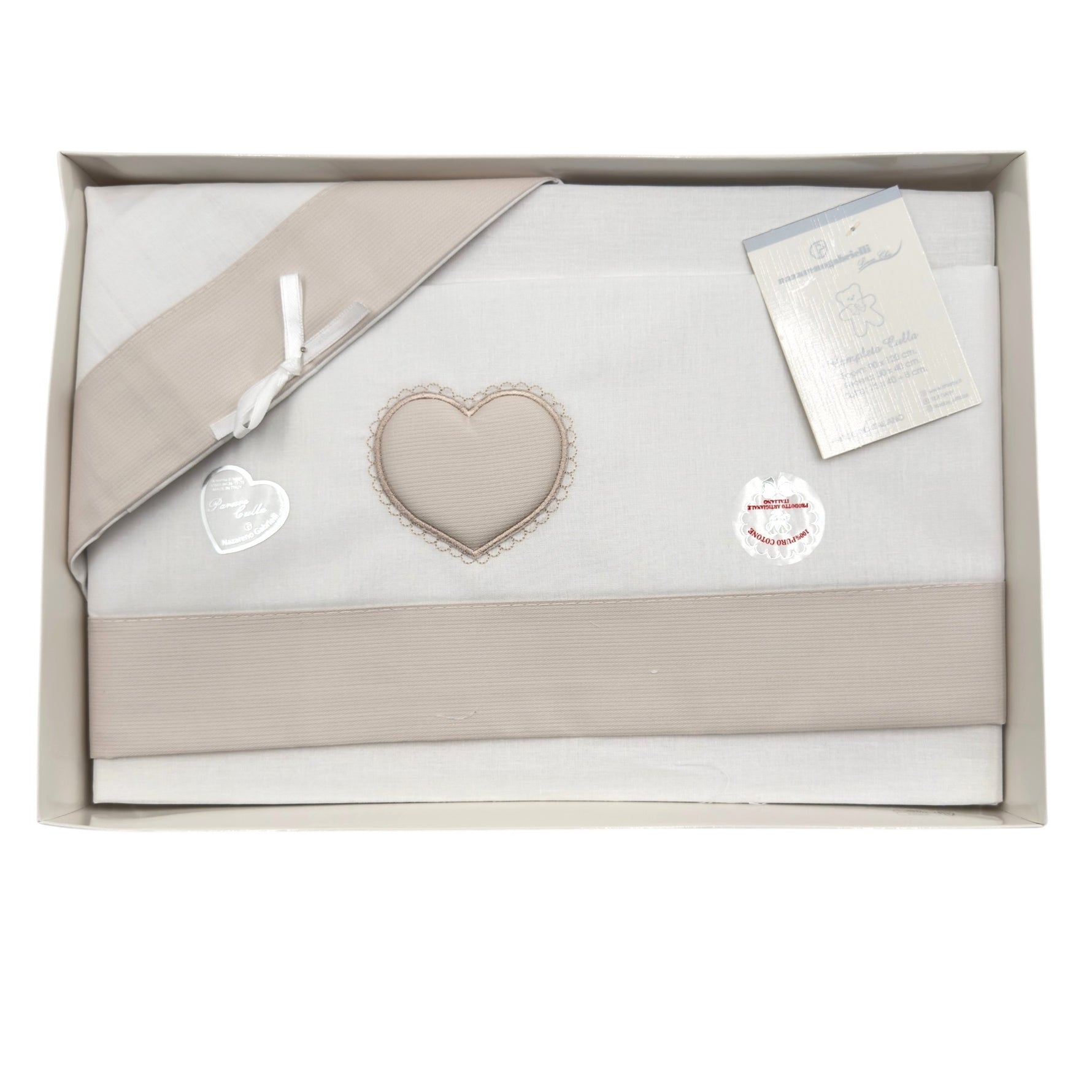 Completo Carrozzina Cuore 100% Cotone