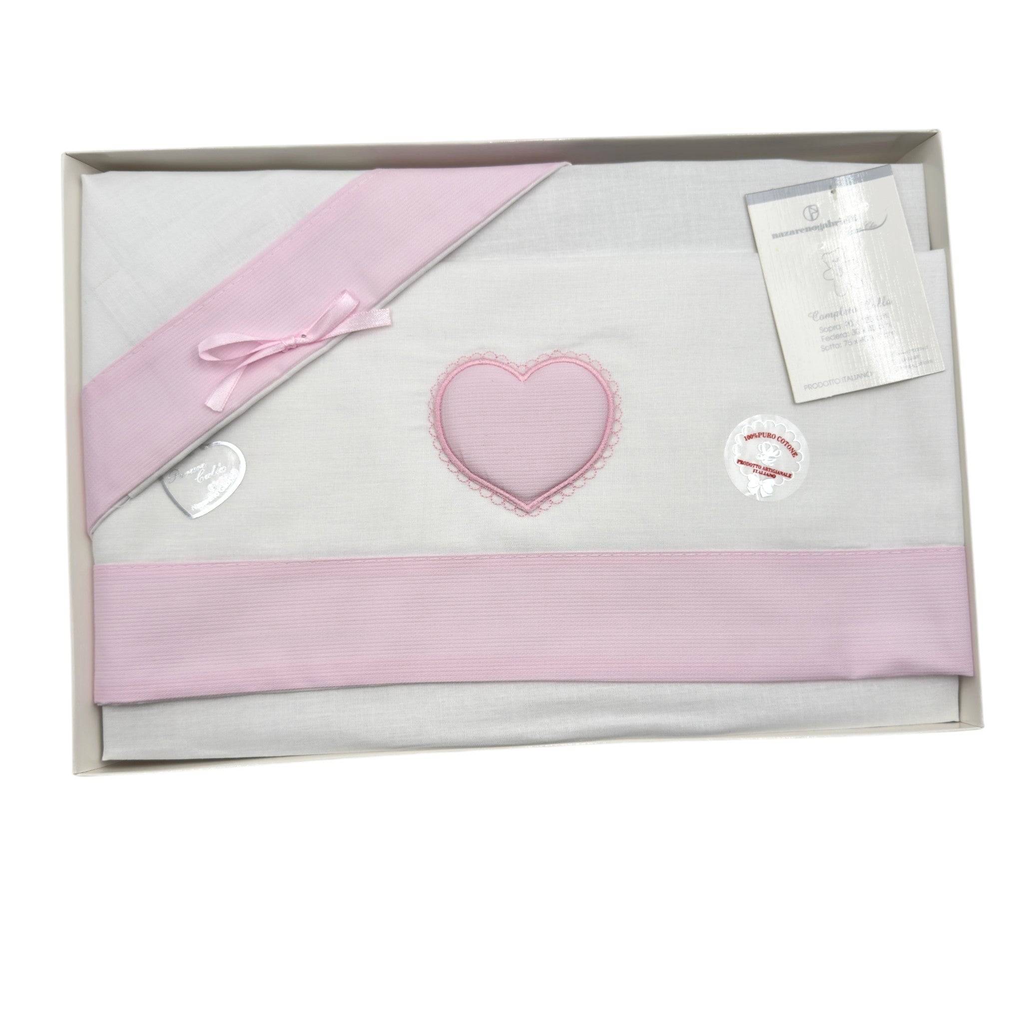 Completo Carrozzina Cuore 100% Cotone