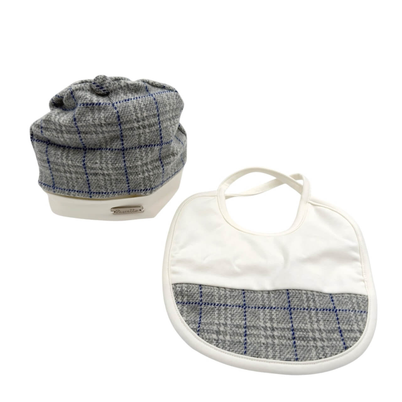 Set Cappello in ciniglia + Bavetta caldo cotone Pastello 0/3 Mesi