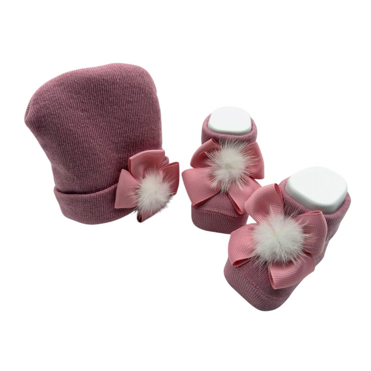 Set Cappello+scarpe in Caldo Cotone 0/6 Mesi
