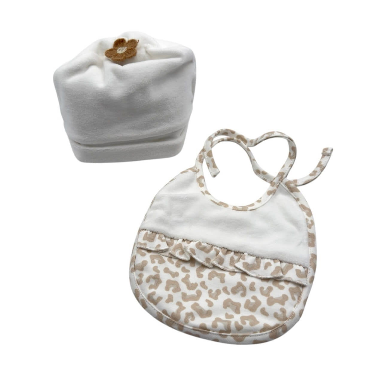 Set Cappello in ciniglia + Bavetta caldo cotone Pastello 0/3 Mesi
