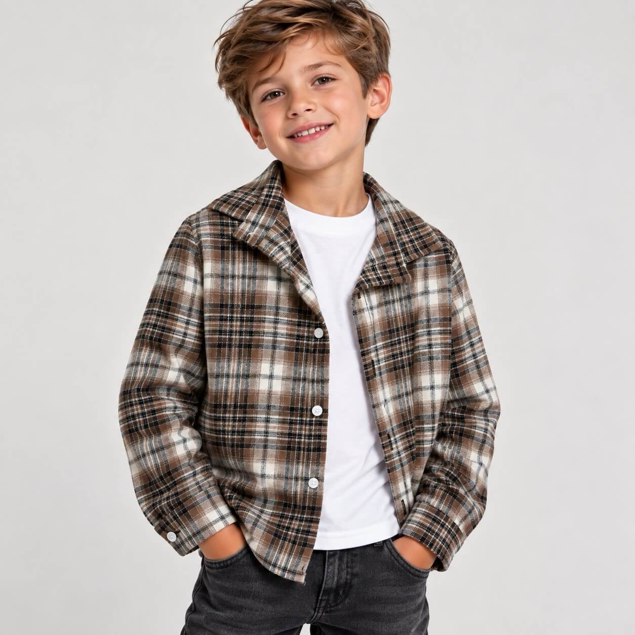 Camicia Flanella Bimbo + T-shirt Bianca - Rebel